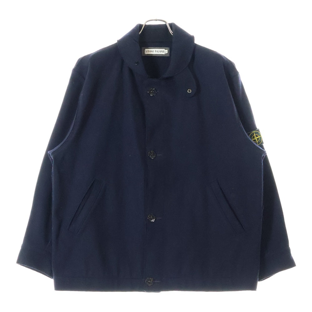 STONE ISLAND(ストーンアイランド) ショールカラー ウールジャケット グリーンエッジワッペン付き ネイビー 21154H04
