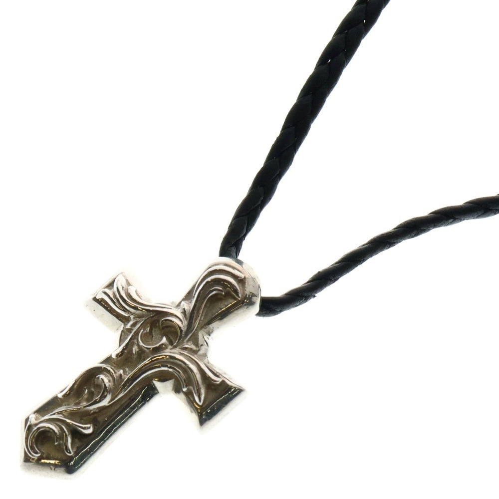CHROME HEARTS(クロムハーツ) VULCAN CROSS LG LB ラージバルカンクロス Wレザーブレイド シルバーネックレス