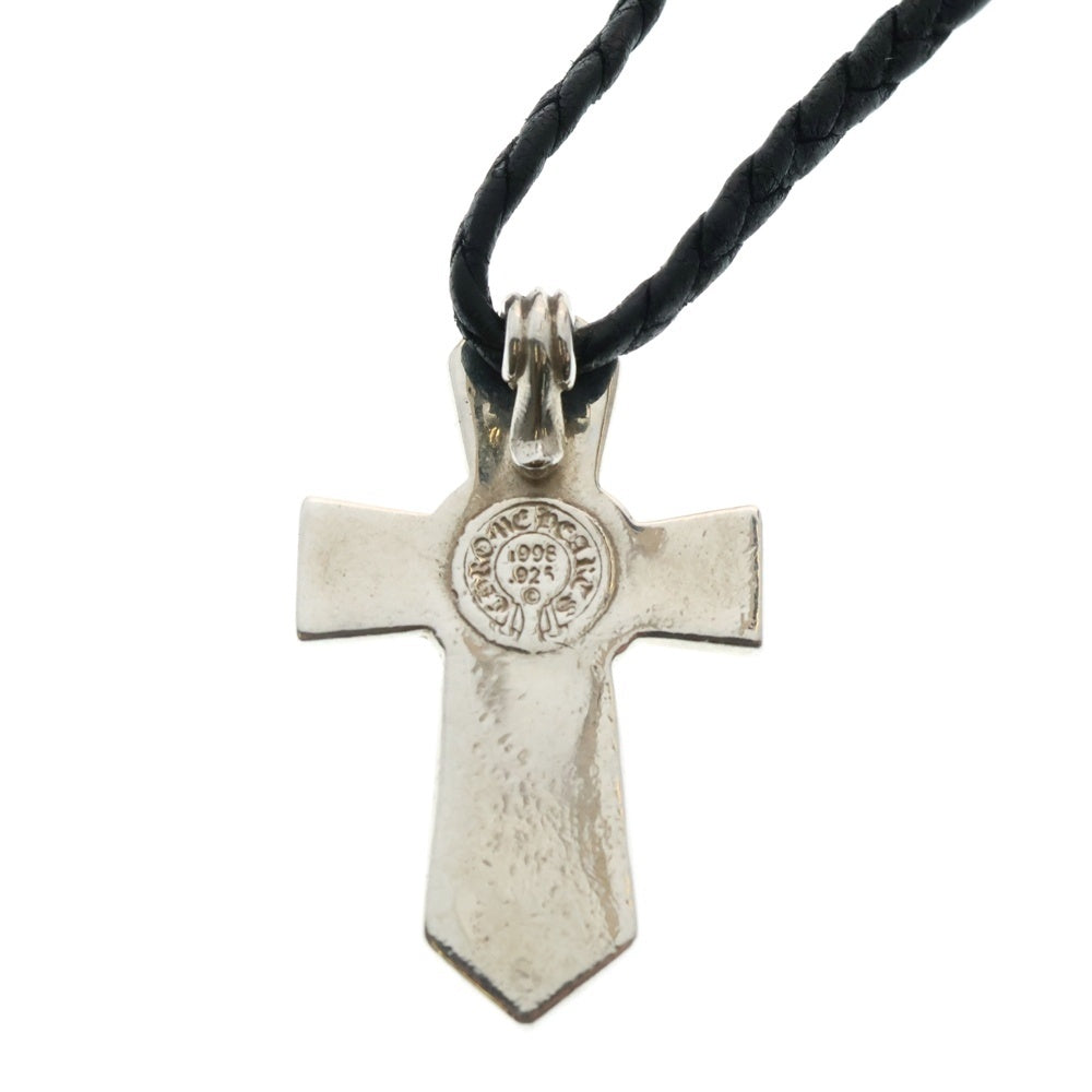 CHROME HEARTS(クロムハーツ) VULCAN CROSS LG LB ラージバルカンクロス Wレザーブレイド シルバーネックレス