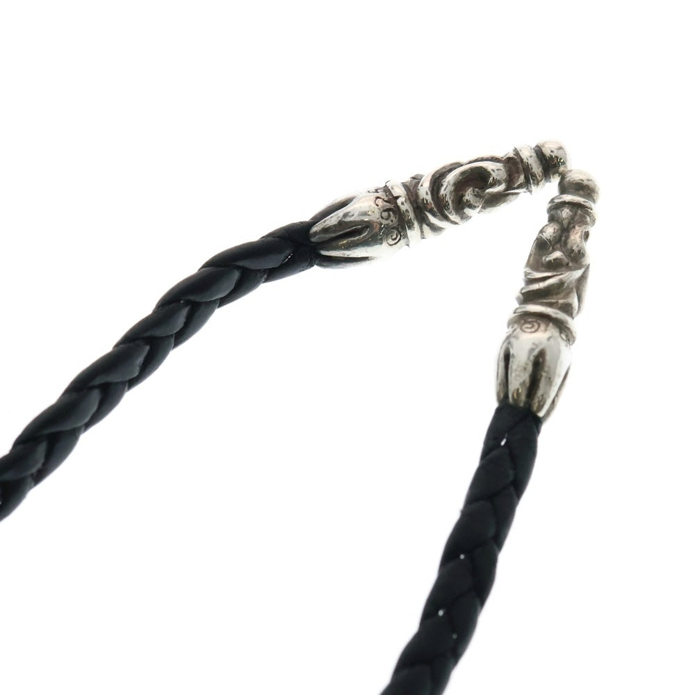 CHROME HEARTS(クロムハーツ) VULCAN CROSS LG LB ラージバルカンクロス Wレザーブレイド シルバーネックレス