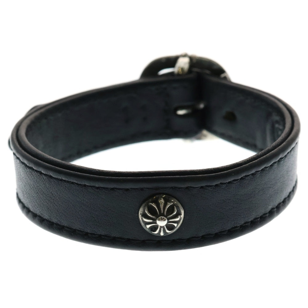 CHROME HEARTS(クロムハーツ) GUNSLINGER ガンスリンガー クロスボール レザーブレスレット ブラック/シルバー BCA146