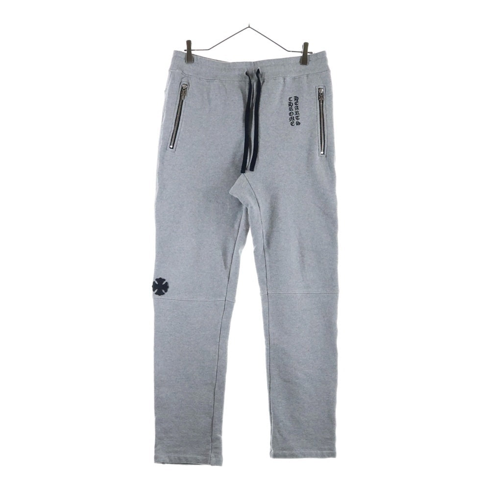 CHROME HEARTS(クロムハーツ) Y NOT CHプラス レザーパッチ ロゴ刺繍 スウェット パンツ グレー