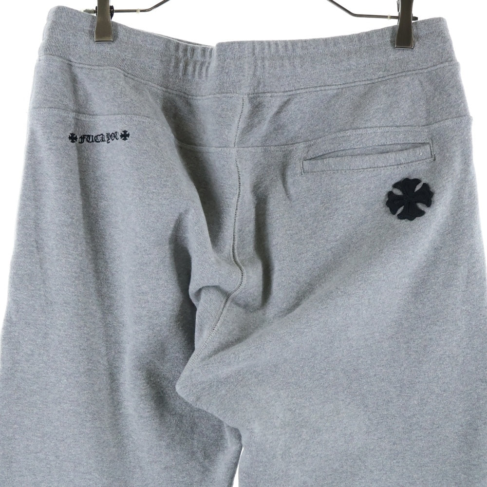 CHROME HEARTS(クロムハーツ) Y NOT CHプラス レザーパッチ ロゴ刺繍 スウェット パンツ グレー