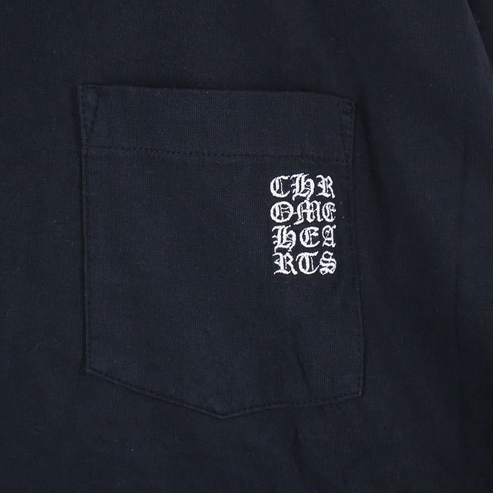 CHROME HEARTS(クロムハーツ) YNOT L/S TEE フロントロゴ刺繍 袖CHクロス刺繍 クルーネック 長袖Tシャツ ブラック