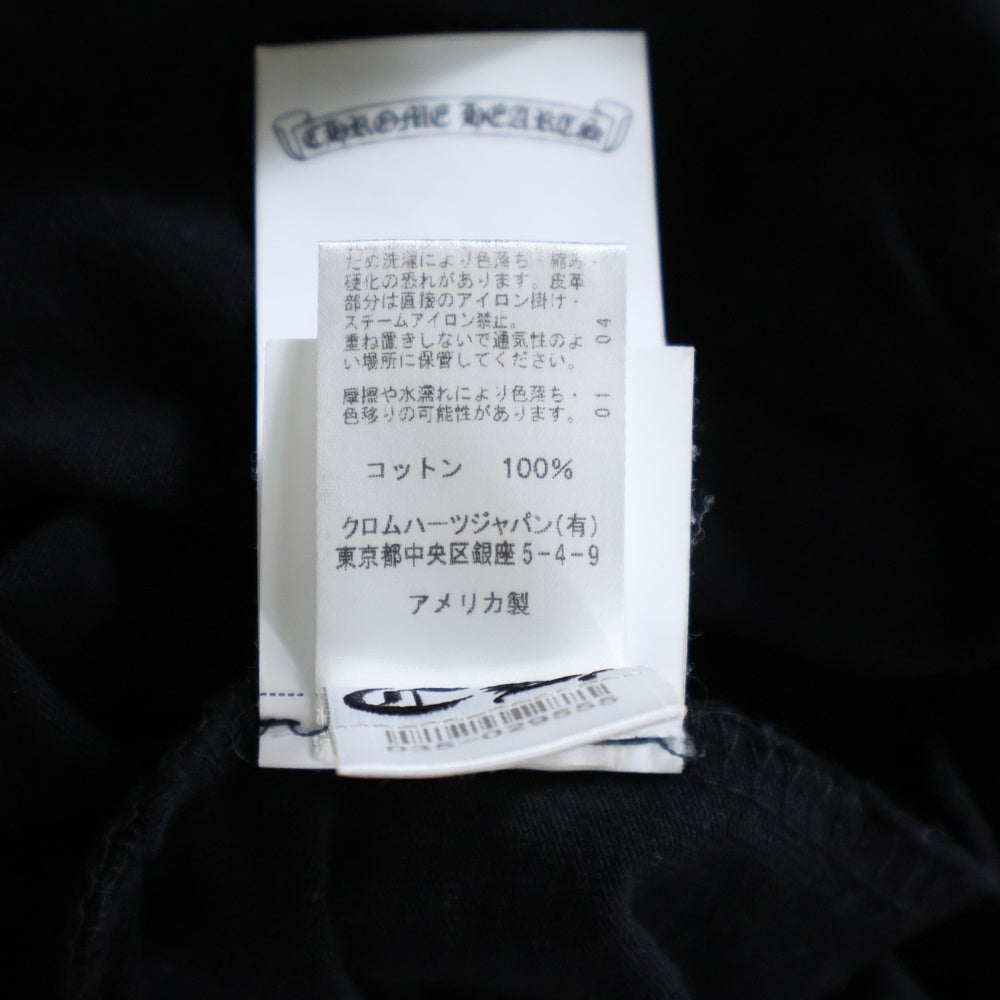 CHROME HEARTS(クロムハーツ) YNOT L/S TEE フロントロゴ刺繍 袖CHクロス刺繍 クルーネック 長袖Tシャツ ブラック