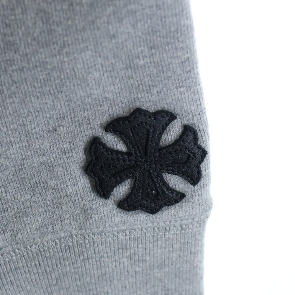 CHROME HEARTS(クロムハーツ) YNOT CHプラスレザーパッチ フロントロゴ刺繍 プルオーバーパーカー グレー