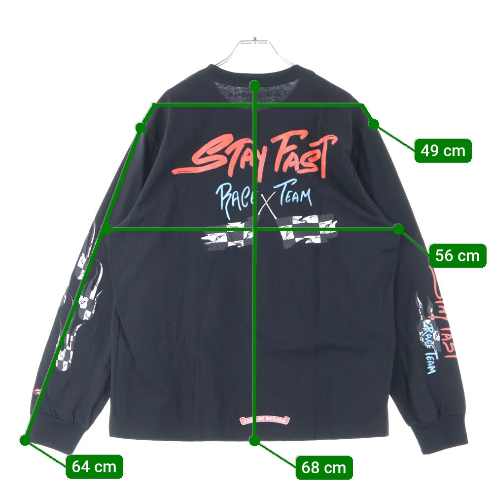 CHROME HEARTS(クロムハーツ) ×MATTY BOY STAYFAST RACE TEAM SWEAT グラフィックプリント クルーネック 長袖Tシャツ ブラック