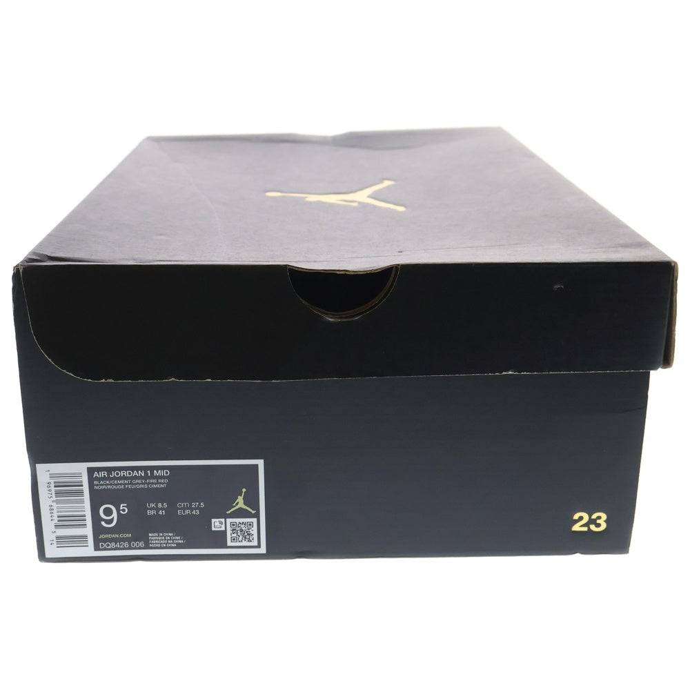 NIKE(ナイキ) Air Jordan 1 Mid Black/Cement Grey エアジョーダン1 ミッド ブラック/セメントグレー ミッドカットスニーカー US9.5/27.5cm DQ8426-006
