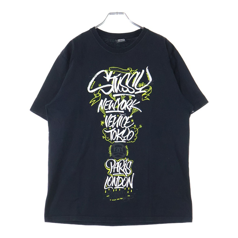 STUSSY(ステューシー) ×Born x Raised Handstyle Tee ボーンレイズド ハンドスタイル プリント半袖Tシャツ ブラック