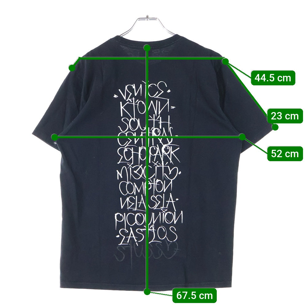 STUSSY(ステューシー) ×Born x Raised Handstyle Tee ボーンレイズド ハンドスタイル プリント半袖Tシャツ ブラック