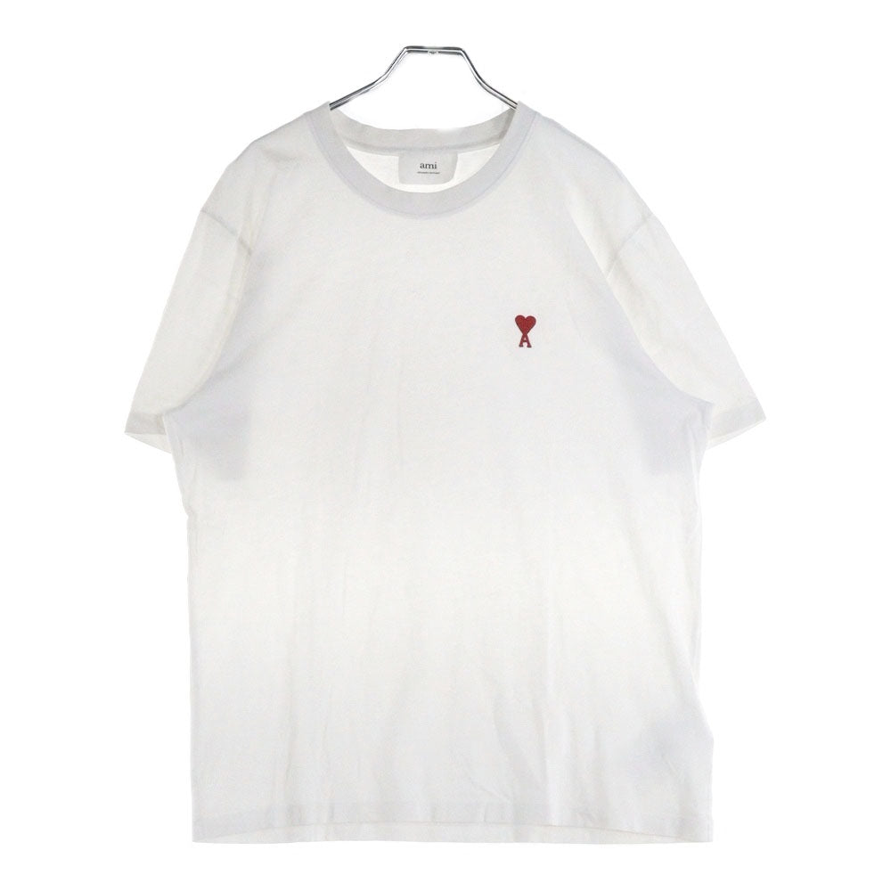 ami paris(アミパリス) Logo T-shirts 刺繍ロゴ Tシャツ 半袖カットソー ホワイト