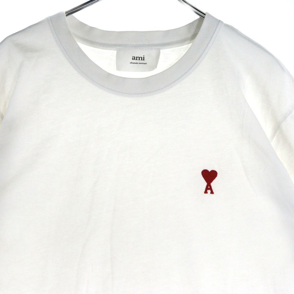 ami paris(アミパリス) Logo T-shirts 刺繍ロゴ Tシャツ 半袖カットソー ホワイト