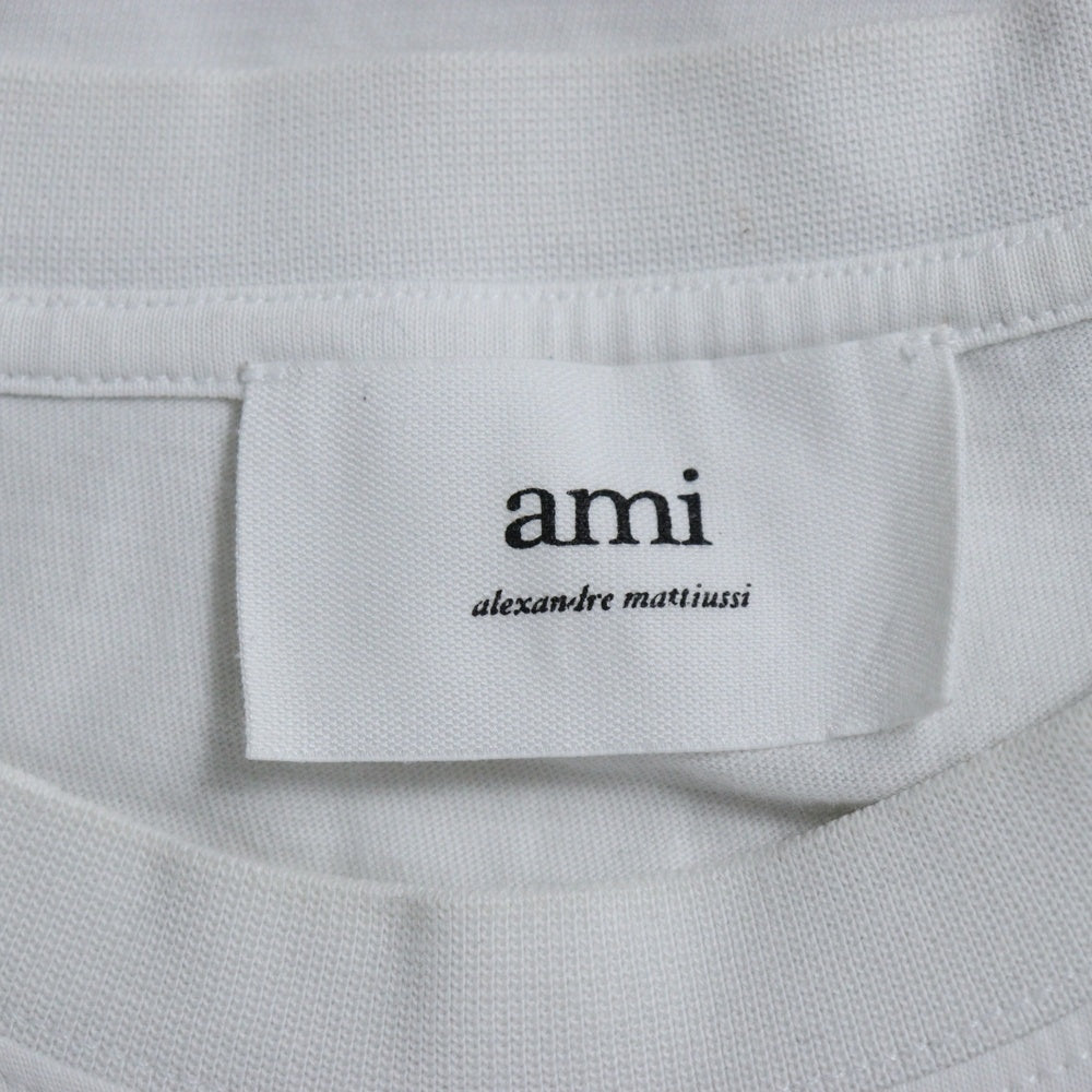 ami paris(アミパリス) Logo T-shirts 刺繍ロゴ Tシャツ 半袖カットソー ホワイト
