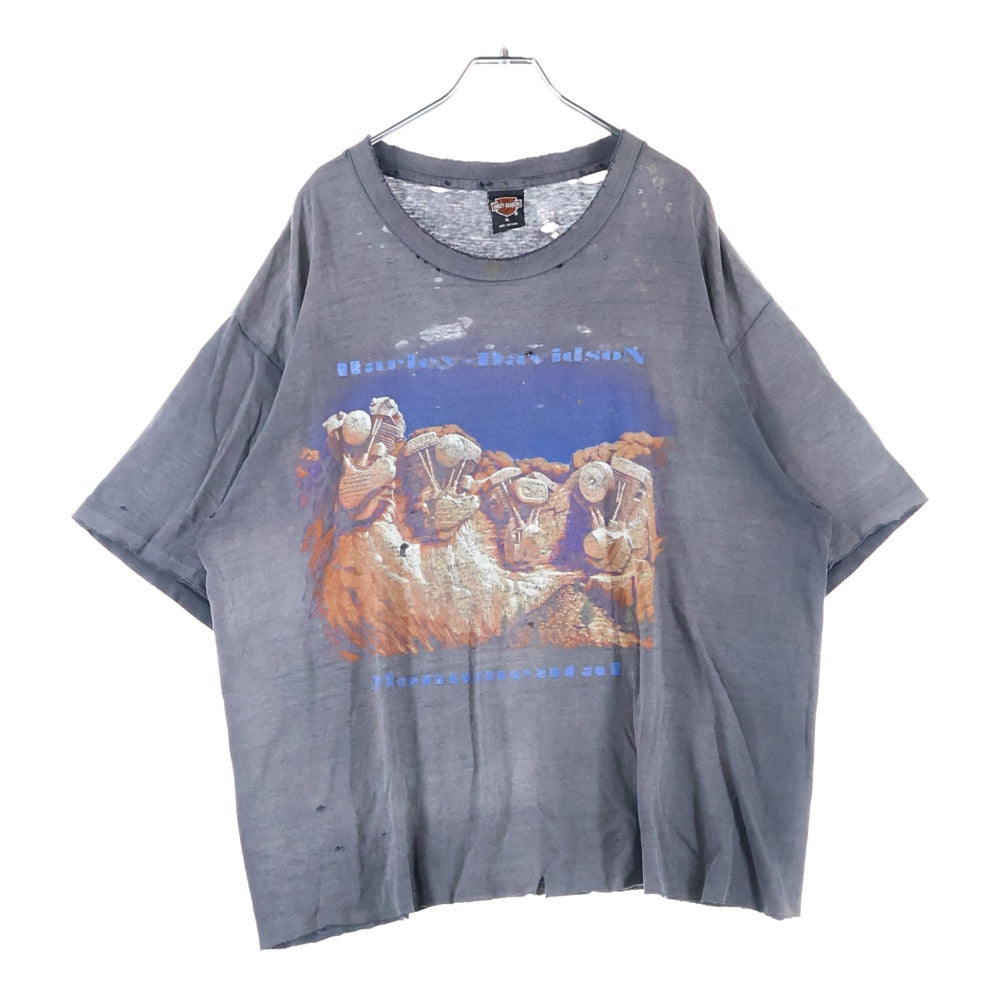 HARLEY DAVIDSON(ハーレーダビッドソン) 90s VINTAGE ヴィンテージ ラシュモア プリント半袖Tシャツ クルーネックカットソー ブラック