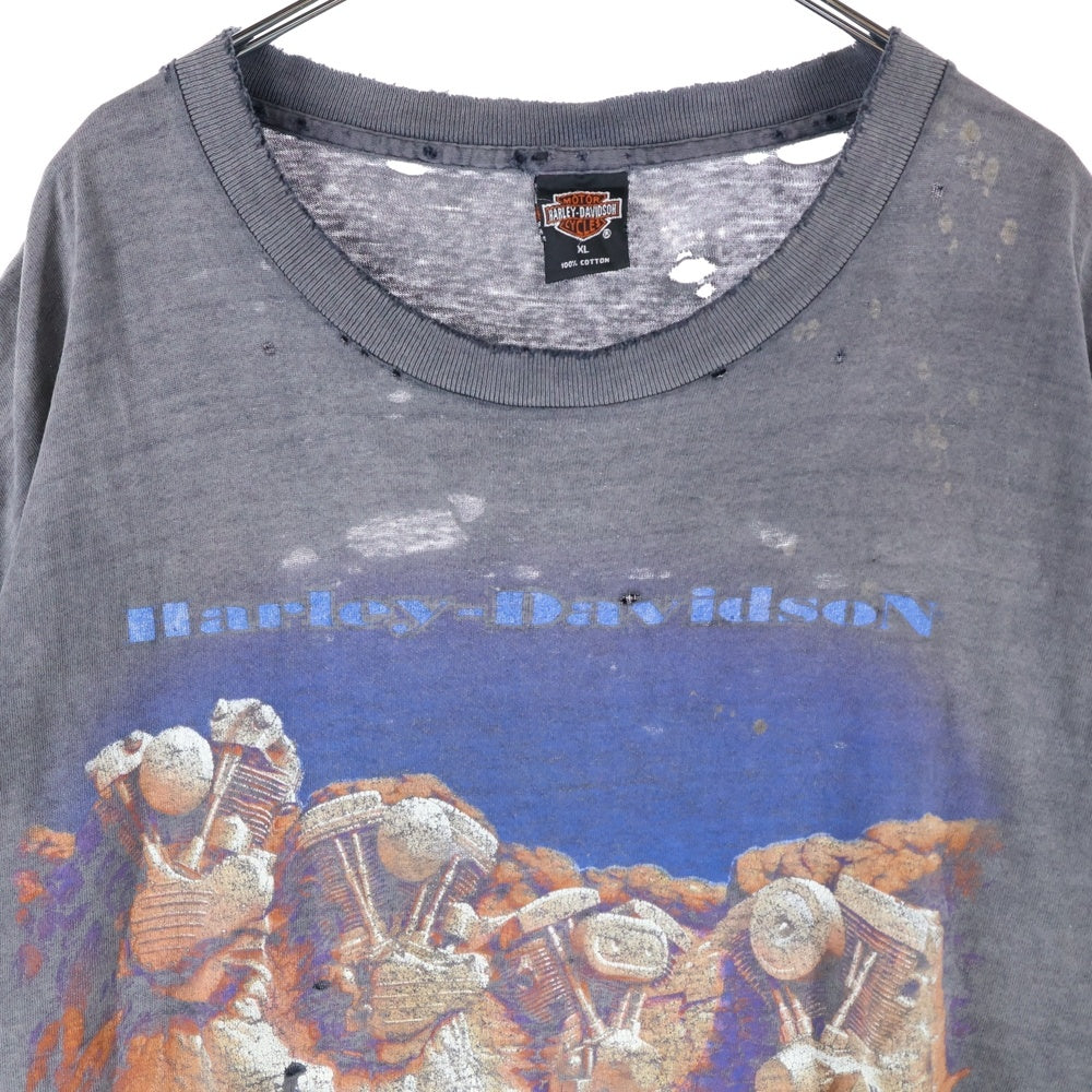HARLEY DAVIDSON(ハーレーダビッドソン) 90s VINTAGE ヴィンテージ ラシュモア プリント半袖Tシャツ クルーネックカットソー ブラック