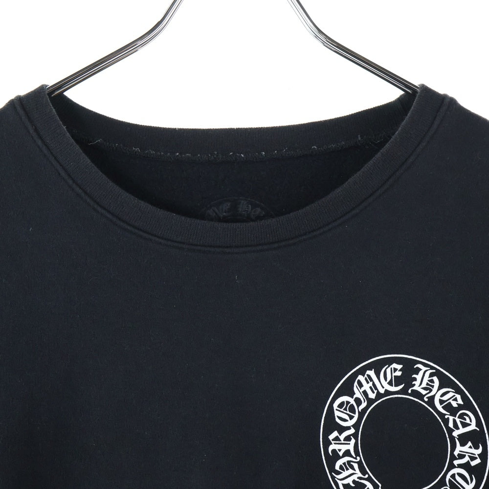CHROME HEARTS(クロムハーツ) Horseshoe Crewneck Sweatshirt ホースシュープリント 袖フローラル クルーネックスウェットトレーナー ブラック