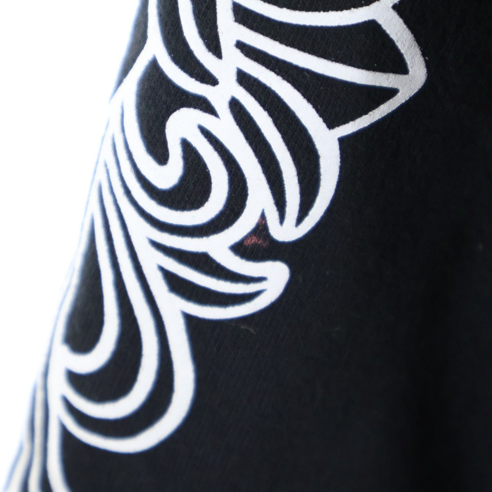 CHROME HEARTS(クロムハーツ) Horseshoe Crewneck Sweatshirt ホースシュープリント 袖フローラル クルーネックスウェットトレーナー ブラック