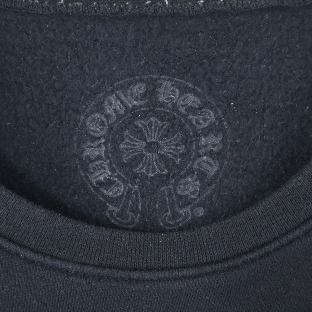 CHROME HEARTS(クロムハーツ) Horseshoe Crewneck Sweatshirt ホースシュープリント 袖フローラル クルーネックスウェットトレーナー ブラック