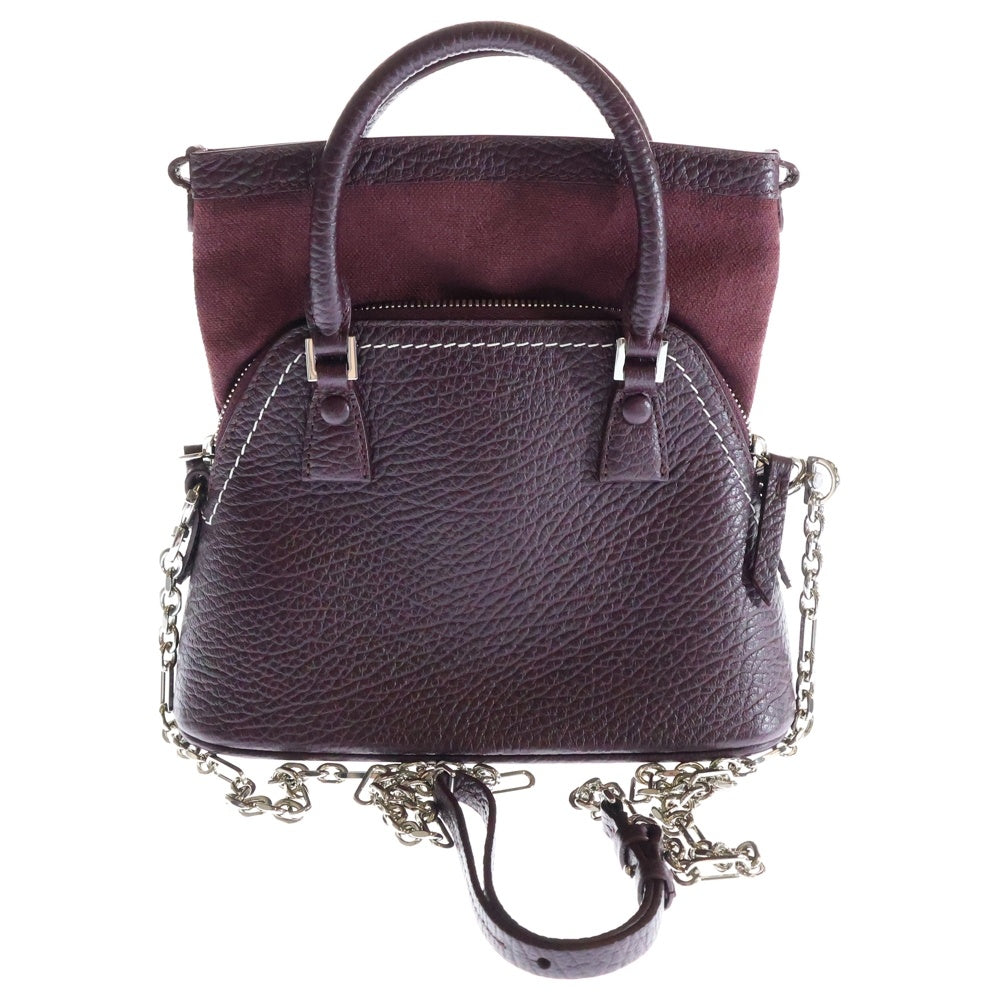 Maison Margiela(メゾンマルジェラ) 5AC 2WAYバッグ ハンドバッグ ショルダーバッグ マイクロチェーンバッグ レザー キャンバス ボルドー