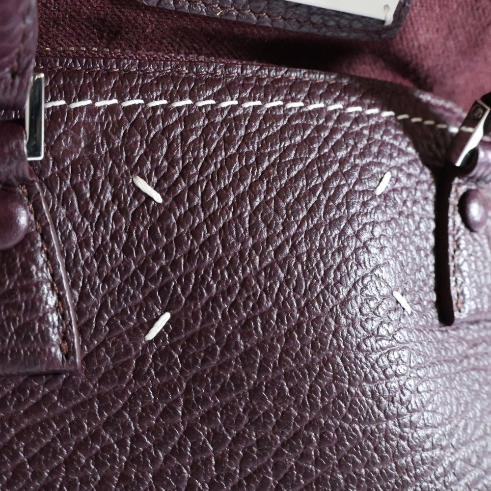 Maison Margiela(メゾンマルジェラ) 5AC 2WAYバッグ ハンドバッグ ショルダーバッグ マイクロチェーンバッグ レザー キャンバス ボルドー