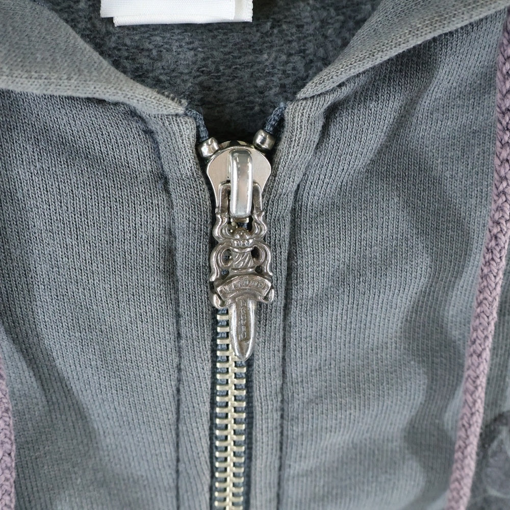 CHROME HEARTS(クロムハーツ) OLD CH PLUS 袖CHプラスプリント ジップアップ パーカー グレー