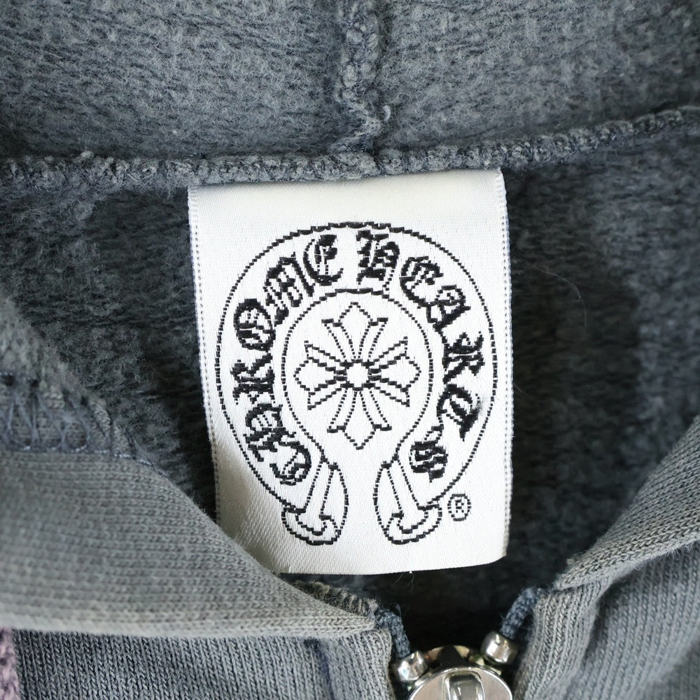 CHROME HEARTS(クロムハーツ) OLD CH PLUS 袖CHプラスプリント ジップアップ パーカー グレー