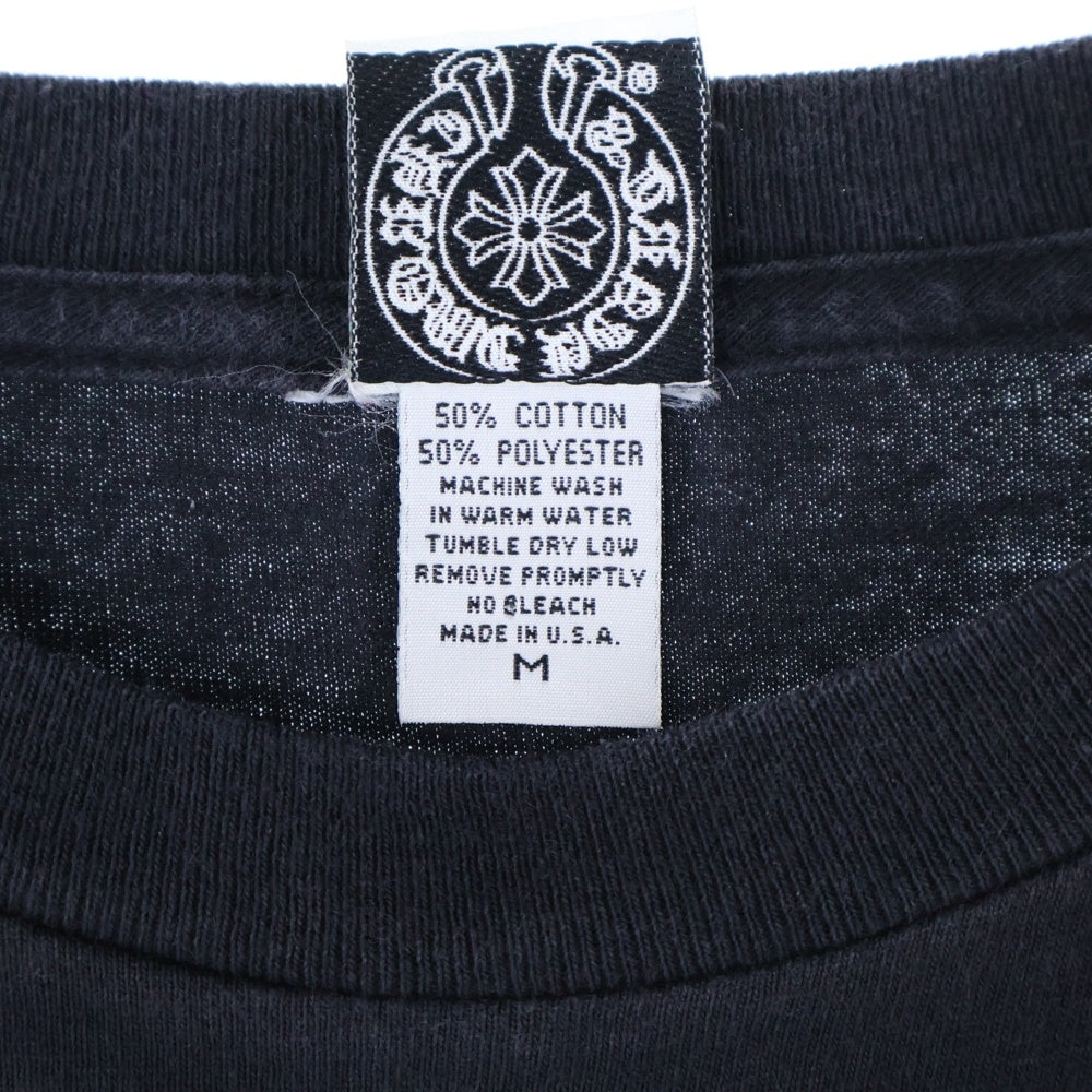 CHROME HEARTS(クロムハーツ) OLD Dagger Logo Print Long TEE オールドモデル フロントダガーロゴ 袖フローラルプリント 長袖Tシャツ カットソー ブラック/ホワイト