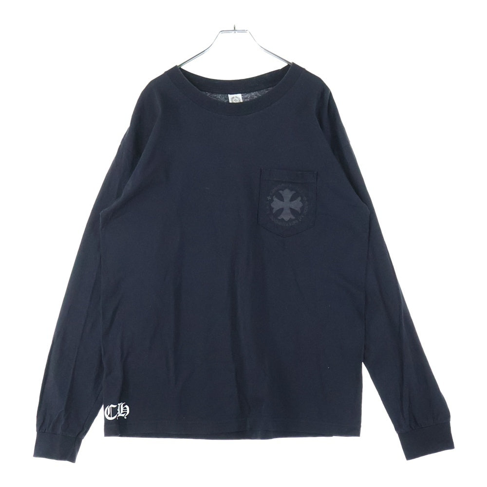 CHROME HEARTS(クロムハーツ) OLD CH PLUS CHプラス総柄プリント クルーネック 長袖Tシャツ ブラック