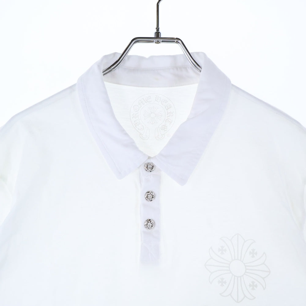 CHROME HEARTS(クロムハーツ) BS FLUER BSフレアボタン コットン 半袖ポロシャツ ホワイト