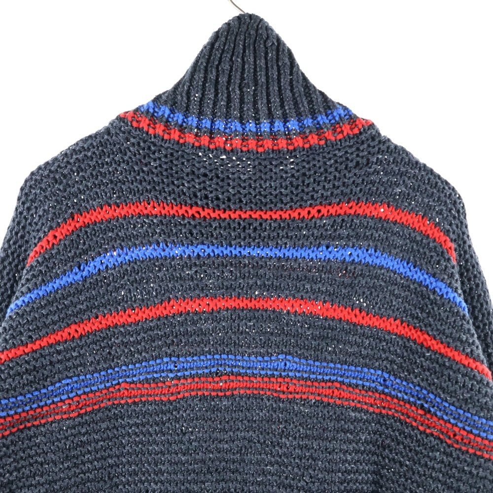 BOTTEGA VENETA(ボッテガヴェネタ) リネン混 ヘビーニット ナイネックボーダーセーター グレー 737746 V2RH0