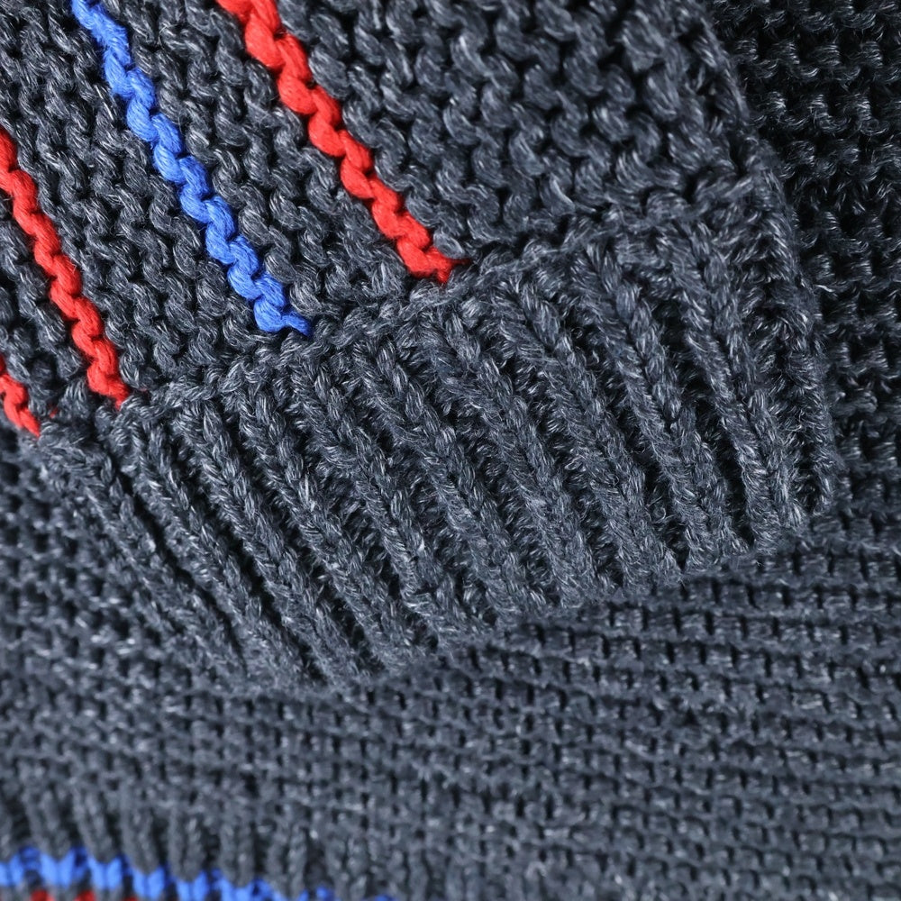 BOTTEGA VENETA(ボッテガヴェネタ) リネン混 ヘビーニット ナイネックボーダーセーター グレー 737746 V2RH0