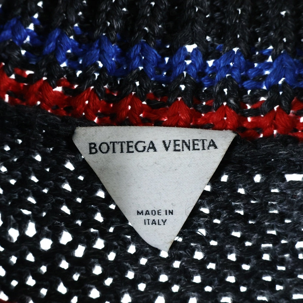 BOTTEGA VENETA(ボッテガヴェネタ) リネン混 ヘビーニット ナイネックボーダーセーター グレー 737746 V2RH0