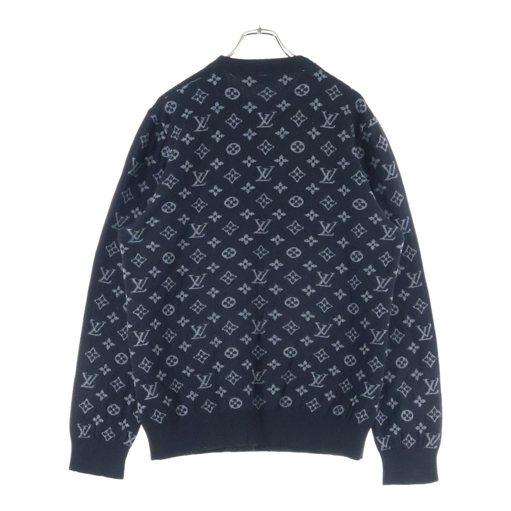 LOUIS VUITTON(ルイヴィトン) カシミヤウール混 モノグラム柄セーター クルーネックニット ブラック HGN41WIXW