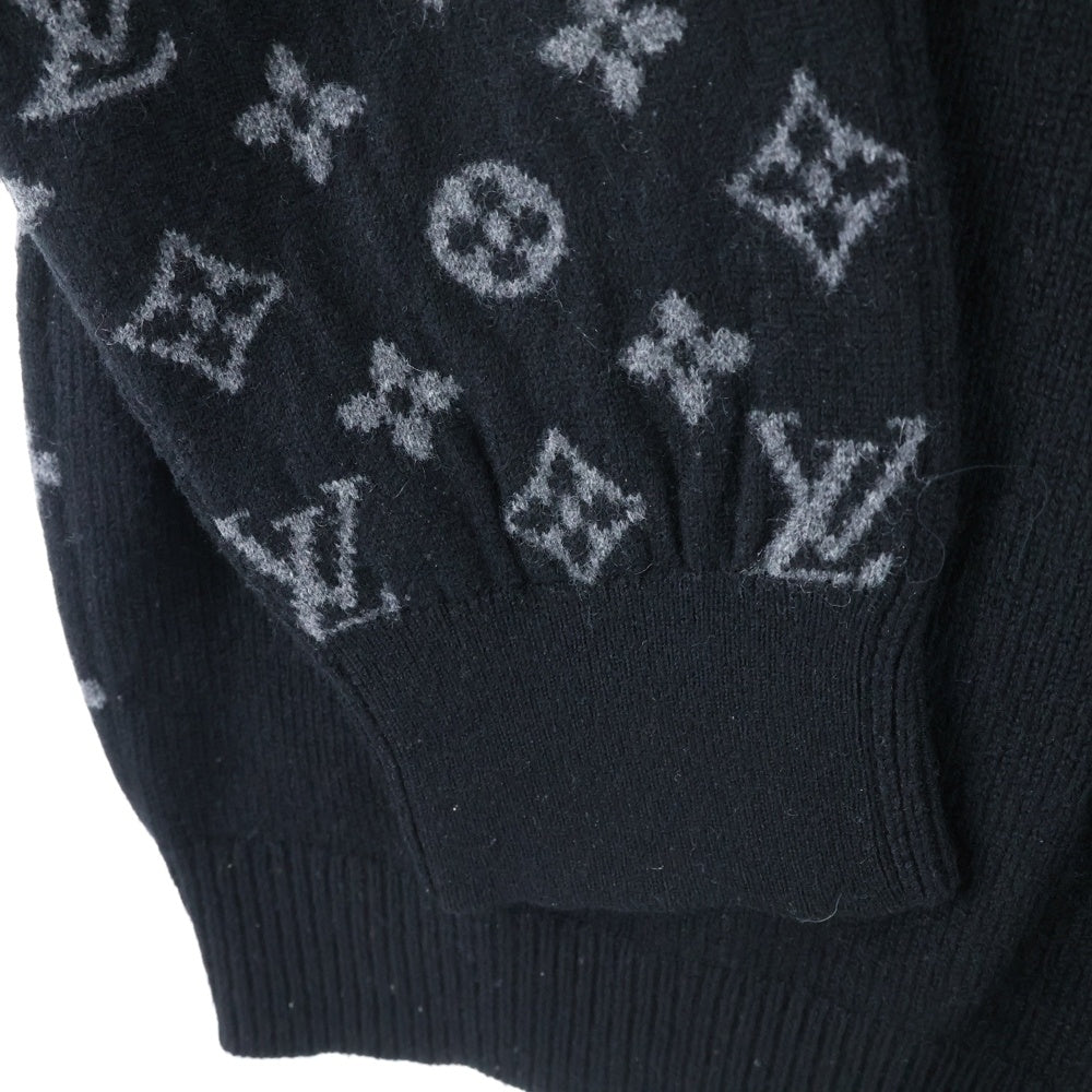 LOUIS VUITTON(ルイヴィトン) カシミヤウール混 モノグラム柄セーター クルーネックニット ブラック HGN41WIXW