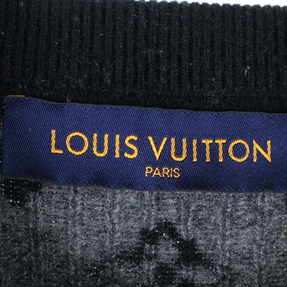 LOUIS VUITTON(ルイヴィトン) カシミヤウール混 モノグラム柄セーター クルーネックニット ブラック HGN41WIXW