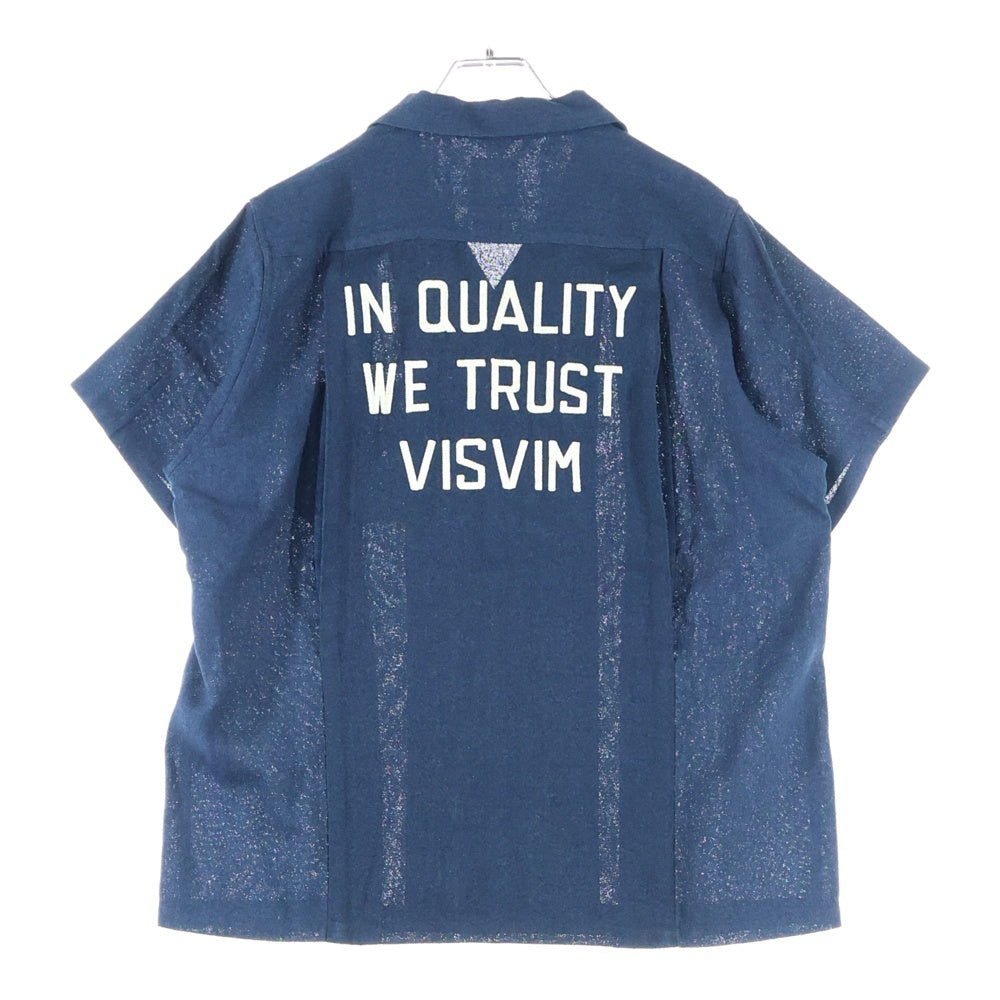 VISVIM(ヴィスヴィム) HACKING SHIRT S/S VT SILK ハッキング 刺繍入り 半袖シルクシャツ ネイビー 0123305011003