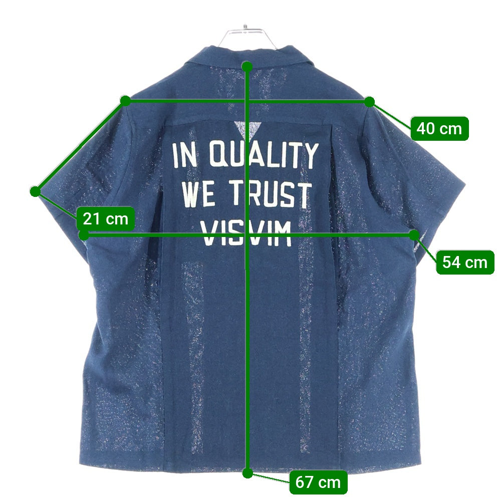 VISVIM(ヴィスヴィム) HACKING SHIRT S/S VT SILK ハッキング 刺繍入り 半袖シルクシャツ ネイビー 0123305011003