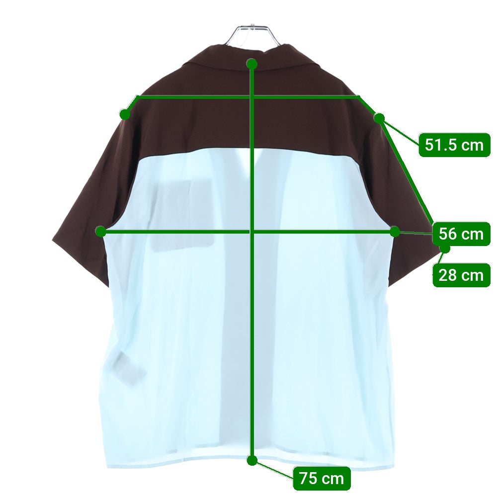 VALENTINO(ヴァレンティノ) PANELLED SILK SHIRT パネルドシルク半袖シャツ ライトブルー/ブラウン 5V3AAE708E4