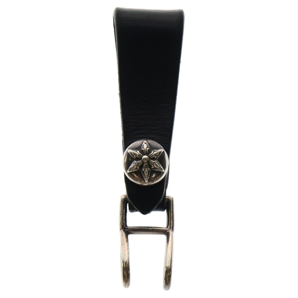 CHROME HEARTS(クロムハーツ) BELT LOOP スターボールボタンレザーベルトループ シルバー/ブラック