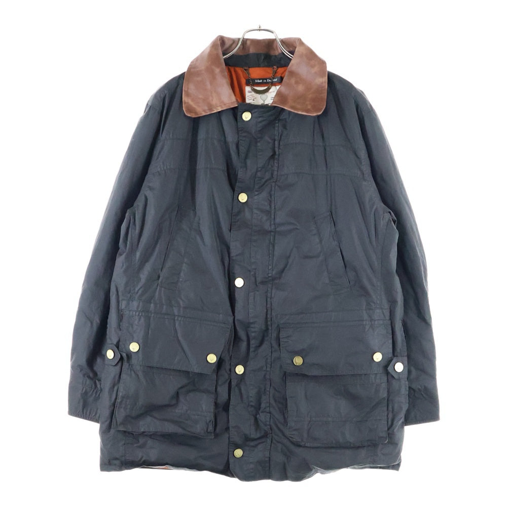 NO BRAND(ノーブランド) Robin Hood Waterproof Waxed Jacket 襟レザー オイルドジャケット ブラック/オレンジ