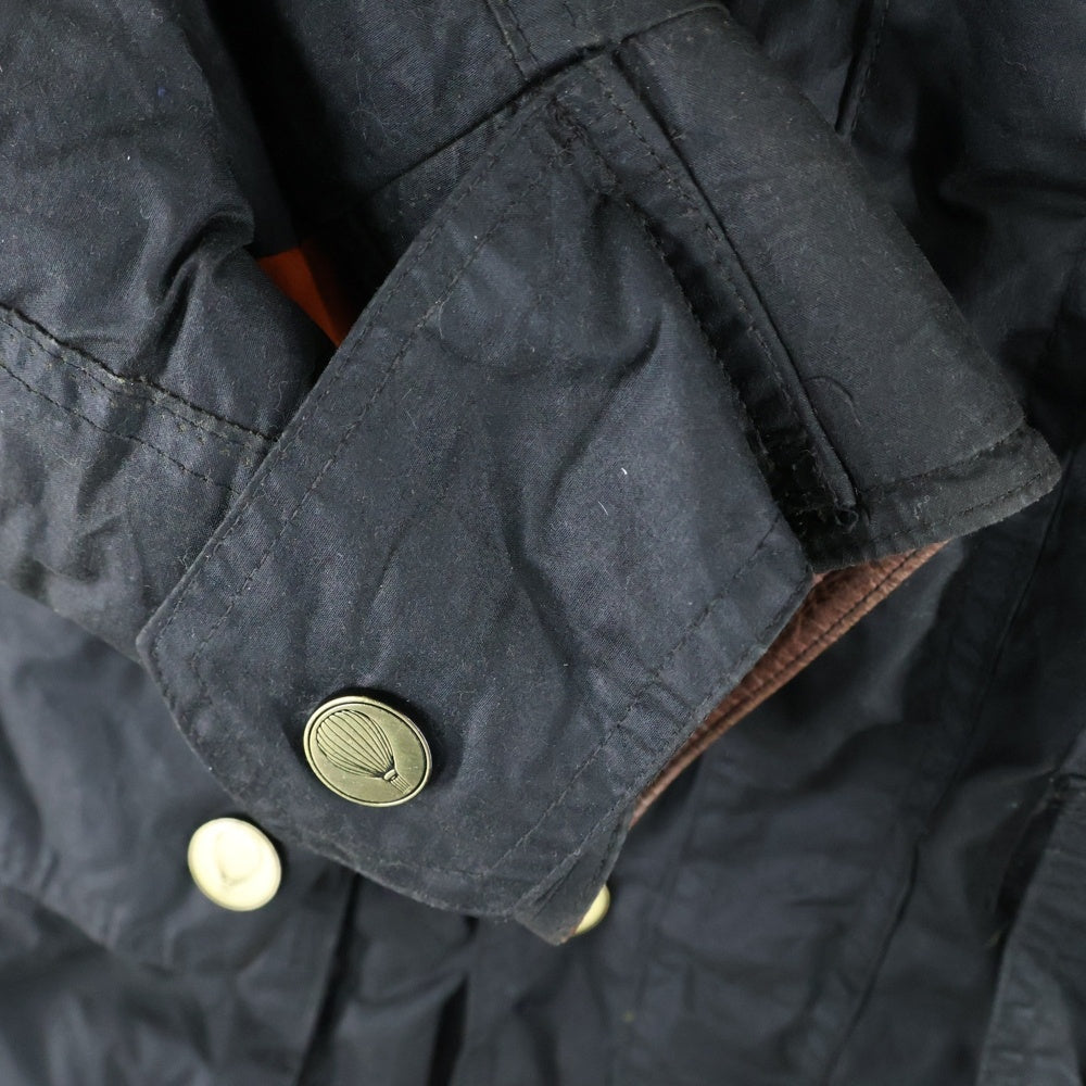 NO BRAND(ノーブランド) Robin Hood Waterproof Waxed Jacket 襟レザー オイルドジャケット ブラック/オレンジ