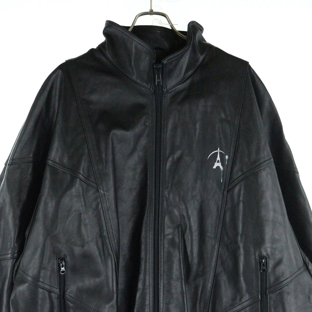doublet(ダブレット) 23AW WRINKLE LEATHER TRACK JACKET レザー トラックジャケット ブラック 23AW02BL166