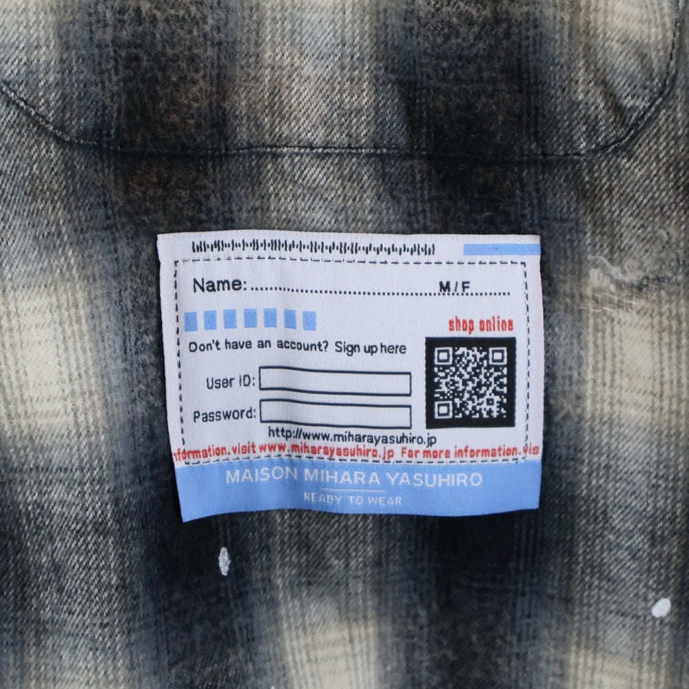 MAISON MIHARAYASUHIRO(メゾンミハラヤスヒロ) Vintage like Check Shirt ダメージ加工 チェック 長袖シャツ グレー A11SH075