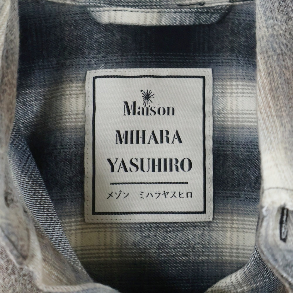 MAISON MIHARAYASUHIRO(メゾンミハラヤスヒロ) Vintage like Check Shirt ダメージ加工 チェック 長袖シャツ グレー A11SH075