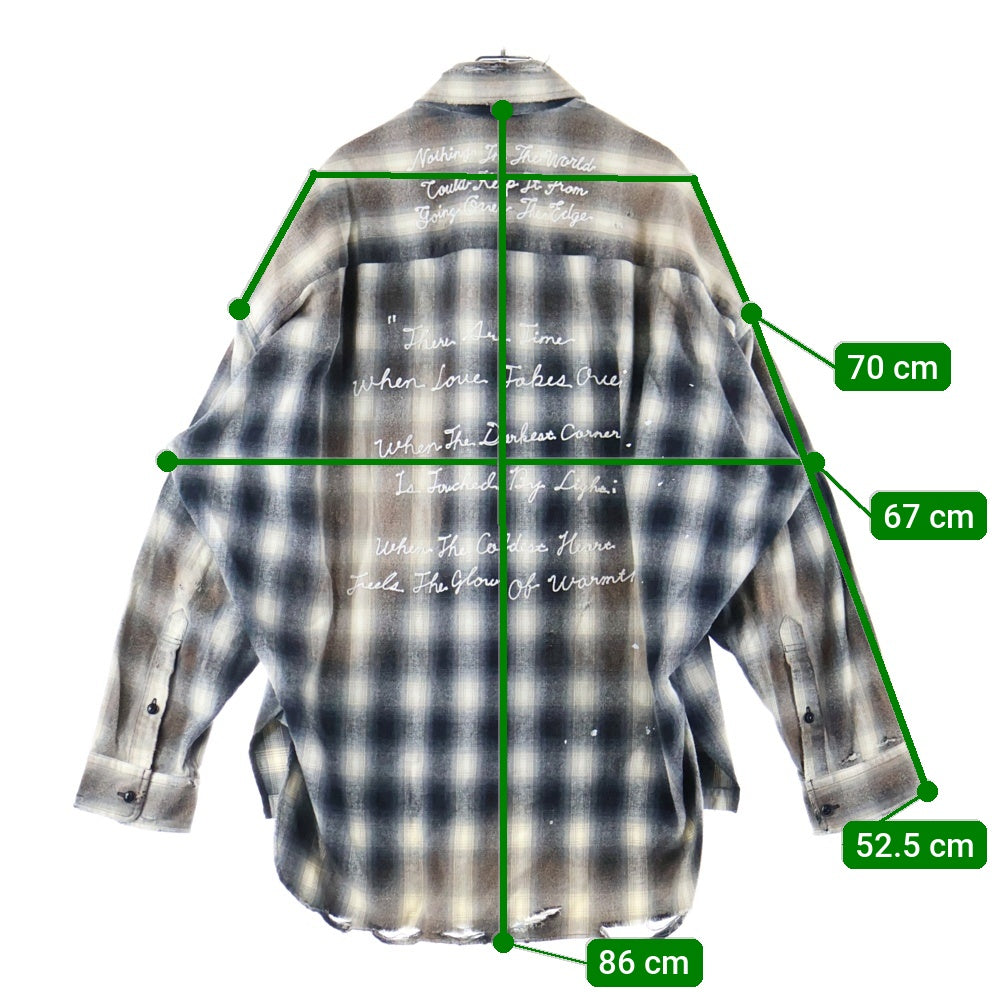 MAISON MIHARAYASUHIRO(メゾンミハラヤスヒロ) Vintage like Check Shirt ダメージ加工 チェック 長袖シャツ グレー A11SH075