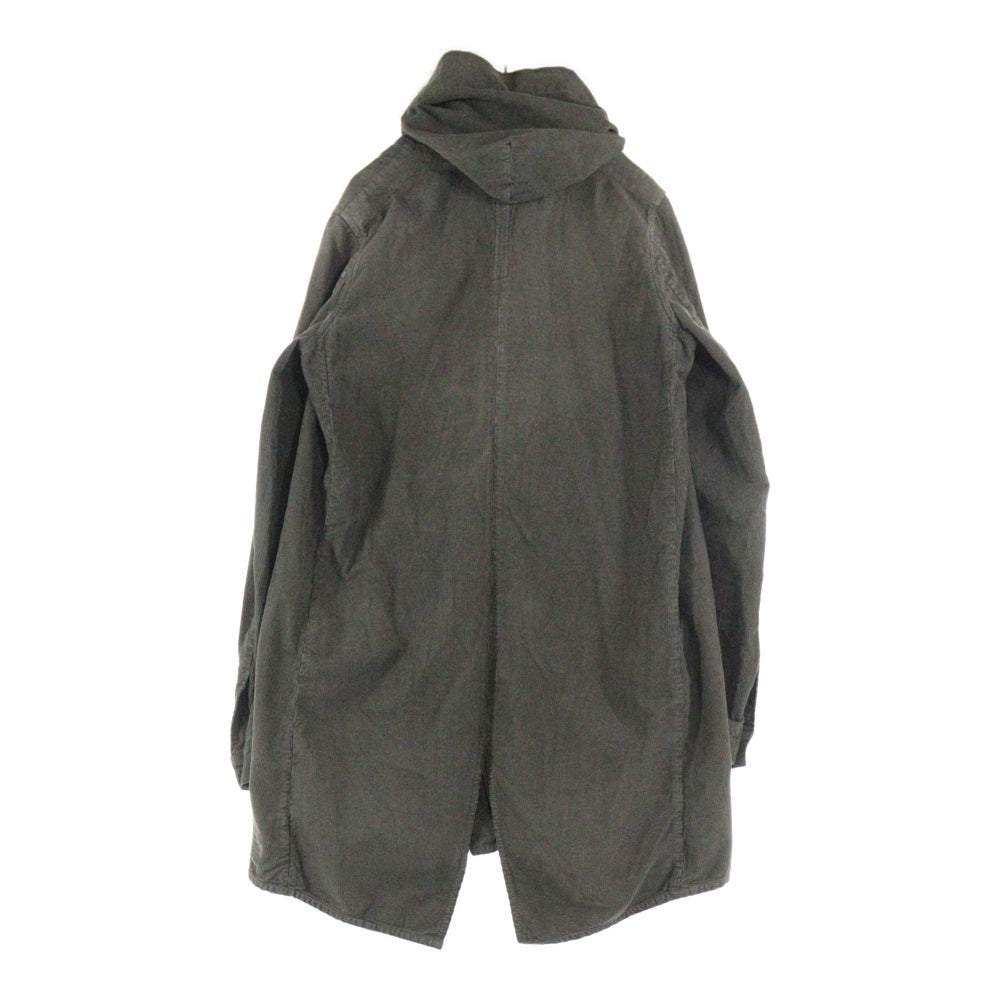 Rick Owens DRKSHDW(リックオウエンス ダークシャドウ) 00s コート ジップアップ フード付き コーデュロイ カーキ CODY-LA-1006