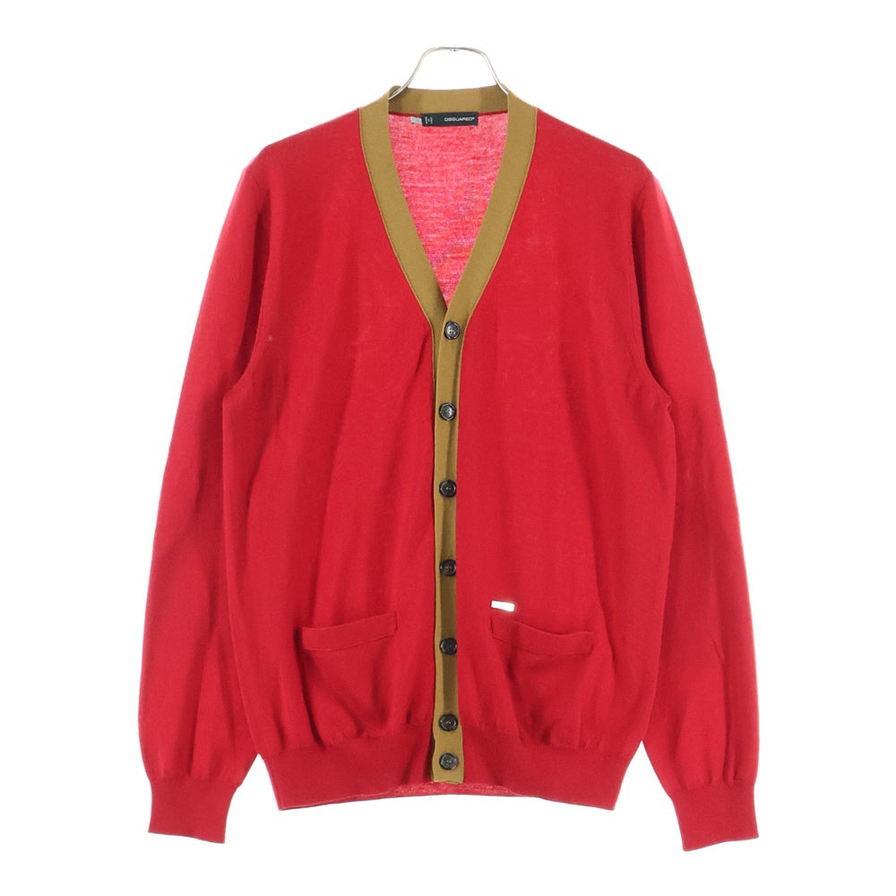 DSQUARED2(ディースクエアード) カーディガン ウール エルボーパッチ レッド