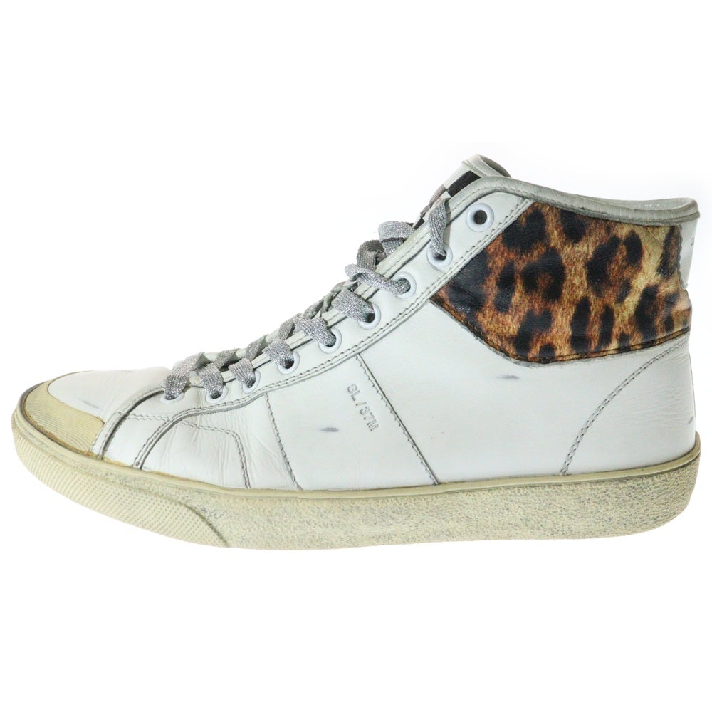 SAINT LAURENT PARIS(サンローランパリ) ユーズド加工 レザー ハイカットスニーカー ホワイト 418816