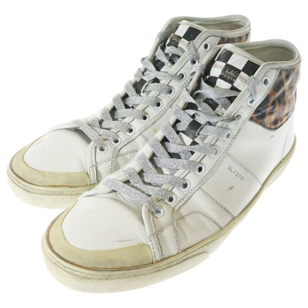 SAINT LAURENT PARIS(サンローランパリ) ユーズド加工 レザー ハイカットスニーカー ホワイト 418816