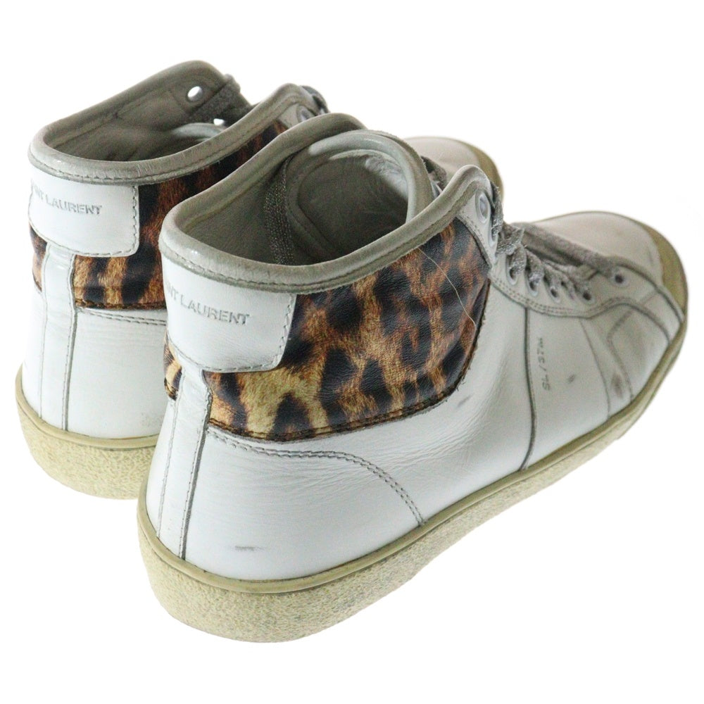 SAINT LAURENT PARIS(サンローランパリ) ユーズド加工 レザー ハイカットスニーカー ホワイト 418816